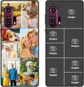 Custom Personalized Case for Motorola Moto Edge Plus 2020 6.7 inch, Customized Multiple Photos Collage Text Phone Cover, Full Body Shockproof Soft Silicone Case, Anti-Scratch, Wireless Charging, Black