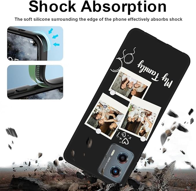 Custom Multi Photos Case for Motorola Moto G 5G 2023-6.5 inch, Personalized Gift for Men Women, Customized Collage Text Picture Phone Cover, Soft Rubber Shockproof Protective Case, Black