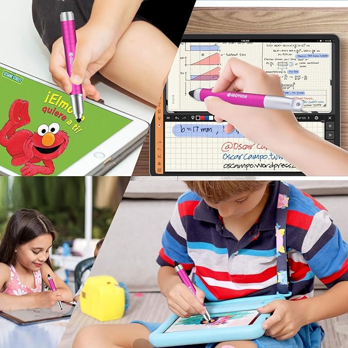 Stylus Pen for iPhone, Universal Capacitive Stylist Pens for Touch Screens with Magnetic Cap, Kids Stylus Pens Pencil for Ipad iPhone Mini Pro Air Chromebook Kindle Samsung - Pink