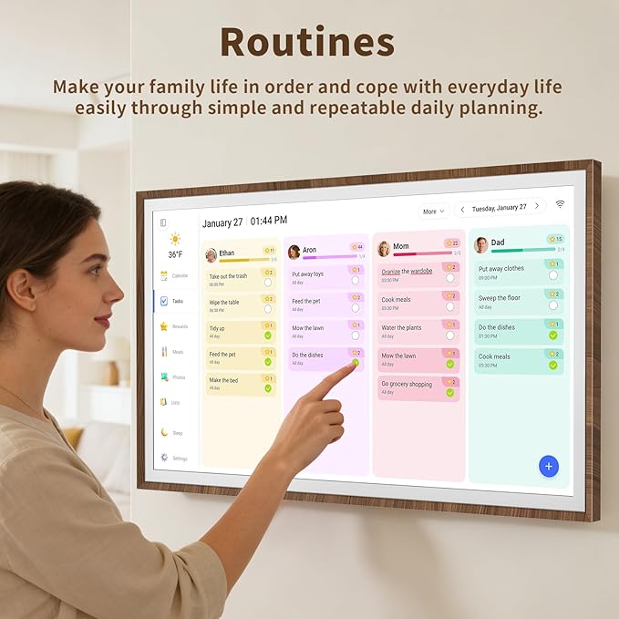 32-Inch Digital Calendar Chore Chart Touchscreen Full HD Wall Desk Mountable Family Planner
