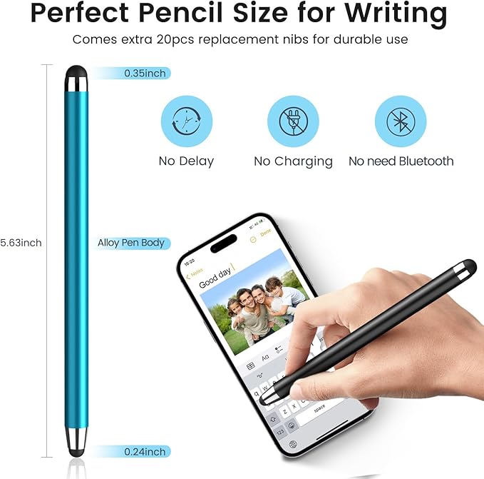 Stylus Pen for Touchscreen 20 Pack, 2 in 1 Universal Stylus High Precision Sensitivity, Stylus Pen for ipad, iPhone, Android, Galaxy Microsoft,Chromebook Tablet All Capacitive Touch Screens