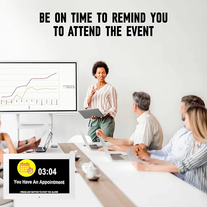 Digital Alarm Clock, Multiple Alarm Functions, Clock with Date and Day, Digital Alarm and Electronic Calendar for Seniors (White, 7 inch) (10-inch White)