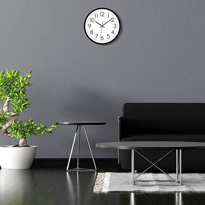 Lumuasky Wall Clock Silent Non-Ticking 12 Inch Quartz Battery Operated Round Analog Wall Clock with Easy to Read Large Numbers for Classroom,School, Office, Living Room, Bedroom,Kitchen