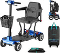 Mobility Scooter for Adults, Seniors - 37.5 lbs Ultra Lightweight Folding Mobility Scooters for Seniors Airport Approved, All Terrain 4 Wheel Motorized Scooter with Storage Bag for Travel, Blue