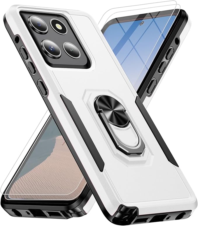 for Motorola Moto G Stylus 2026/2025 Case [15 FT Military Grade Drop Protection] with 2X Tempered Glass Screen Protector, Heavy-Duty Shockproof Magnetic Kickstand Case White