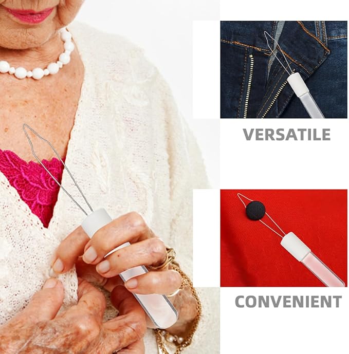 2pcs Acrylic Button Hook and Zipper Pull Assist Tool for Seniors Elderly Dressing Aid Clothing Fastener Helper for Mobility and Daily Living