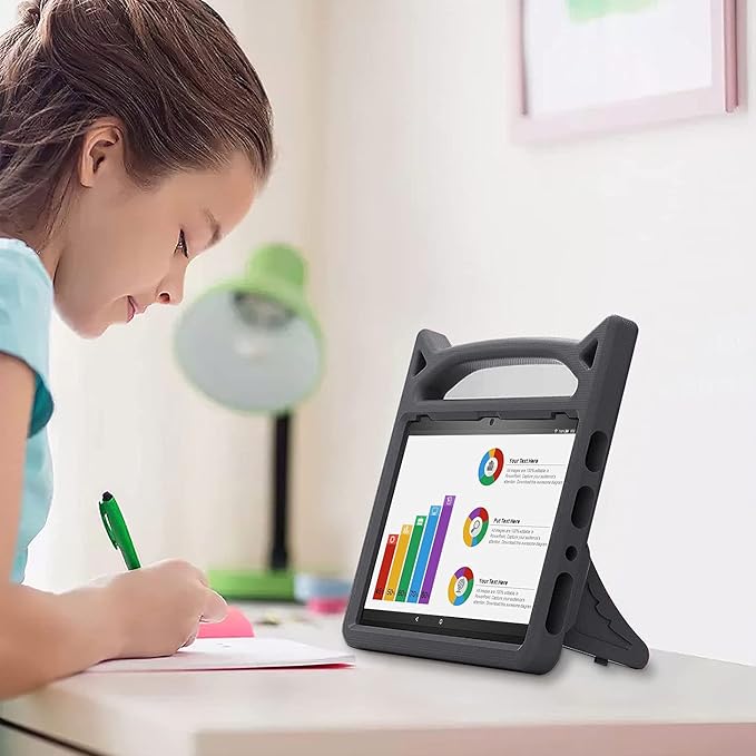 Case for Amazon Fire HD 10 Tablet 10.1" Inch Display (13th Generation, 2023 Released) - Lightweight Shockproof Kickstand Handle Kids Cover Case + 1 Screen Protector and 1 Stylus (Black)