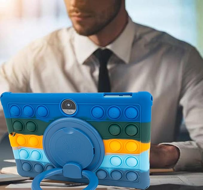 Silicone Tablet Case 360 Rotating Stand/Handle and Shoulder Strap Stylus Pen Soft Cover Compatible with COLORROOM/TUOHAITIME/JIKOCXN/WXUNJA C5 11 inch Deepblue