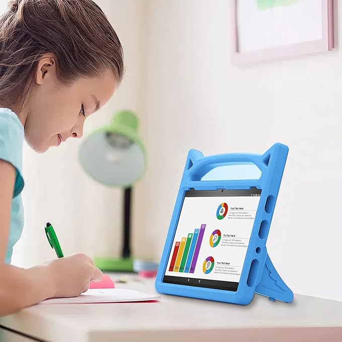 Case for Amazon Fire HD 10 Tablet 10.1" Inch Display (13th Generation, 2023 Released) - Lightweight Shockproof Kickstand Handle Kids Cover Case + 1 Screen Protector and 1 Stylus (Blue)