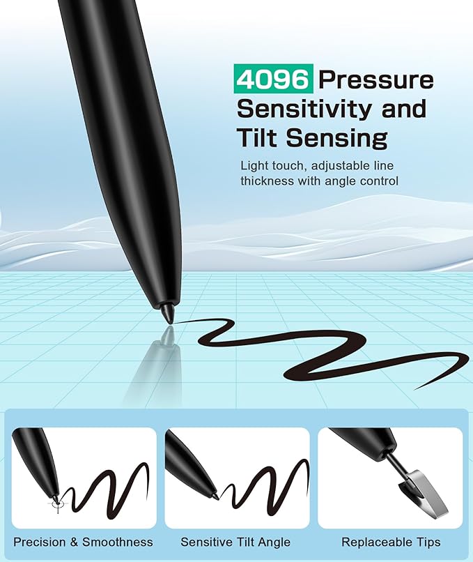 Ciscle EMR Stylus for Remarkable 2, No Charging or Bluetooth Required, Digital Pen with Palm Rejection, 4096 Pressure & Tilt Support, Eraser and 5 Replaceable Tips (Black)