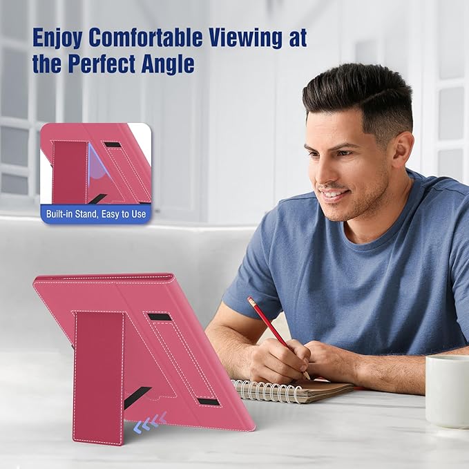 TiMOVO Universal Case for 10.1 Inch Android Tablet with Pen Loop, Lightweight Folding Stand Cover with Hand Strap for All 9.6"-11" Touchscreen Tablet, Magenta