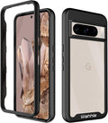 wahhle Compatible with Google Pixel 8 Pro Case, Built in Screen Protector Full Body Shockproof Slim Fit Bumper Protective Phone Cover Men Women-Black/Clear