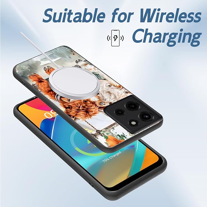 for Moto G Power 2025 Phone Case, Soft TPU Shockproof Full Body Protection Cover 6.8" for Moto G Power 2025, Lightweight Compatible Wireless Charging, Cute Highland Cows