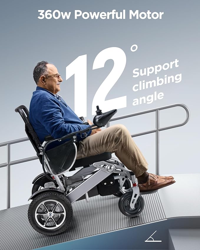 Electric Wheelchair 25 Miles Longer Range, Foldable Power Wheelchair for Adults Seniors,500W Dual Motors,Compact Motorized Wheelchair All Terrain,Intelligent Folding, Travel Size
