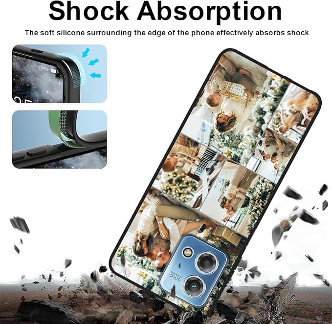 Design Your Own Case for Motorola Moto G Stylus 2023, Custom Personalized Photo Collage Text Cover, Customized Picture Shockproof Protective Soft Slim Silicone Case, Gift for Birthday, Black