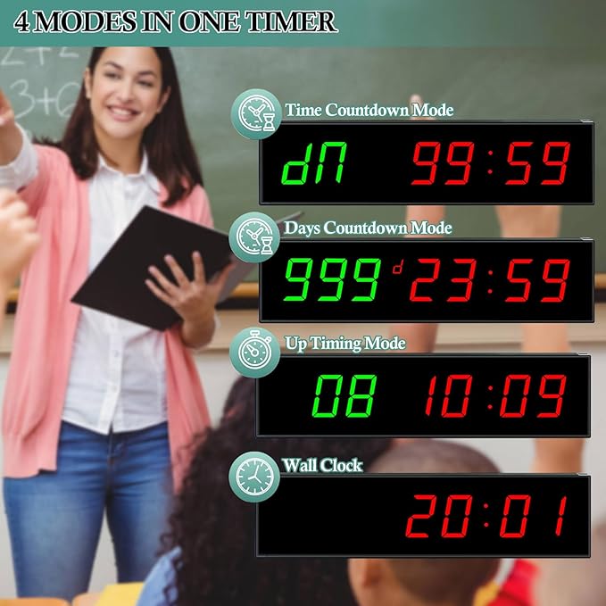 Digital Days Countdown Timer Clock,Retirement Countdown Calendar up to 999 Days,Count Timing Up Stopwatch,LED Wall Clock with Remote control for Wedding Birthday Event Sports Vacation Examination