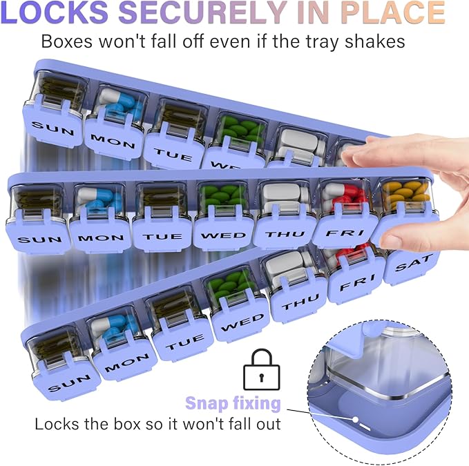 2-Pack Extra Large Weekly Pill Organizer 7-Day Travel Pill Box XL