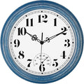 zyzamay 12 Inch Indoor Outdoor Clocks,Waterproof Wall Clock with Thermometer,Easy to Read,Non-Ticking Battery Operated Quality Quartz Clock, Decorative for Patio,Porch,Pool,Bathroom,Deck(Blue)