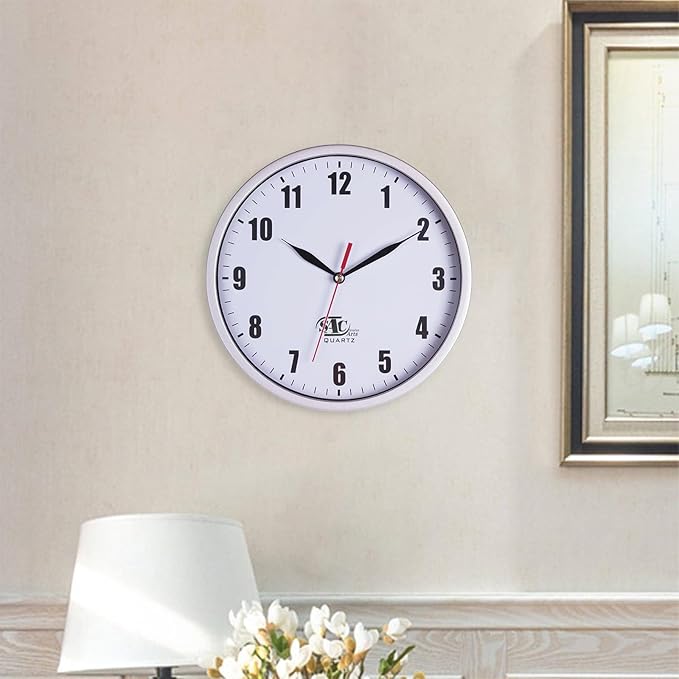 SAC SMARTEN ARTS Silent Wall Clocks Battery Operated Wall Clock for Kids White Non-Ticking Easy to Read Wall Clock for Bathroom Kitchen Living Room Bedroom in 8 Inches