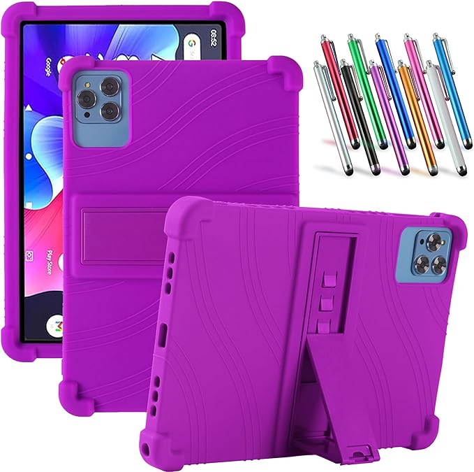Case for Lenovo Tab M11 11 inch (TB-330FU / TB-331FC) 2024 Released - Lightweight Silicone Stand Cover Case with 1 Random Stylus (Purple)