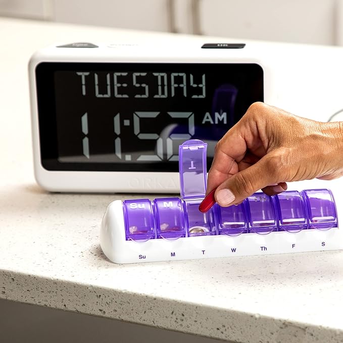 ORKA Talking Clock Voice Recordable Medication Reminder Dementia Alarm Clock for Seniors White