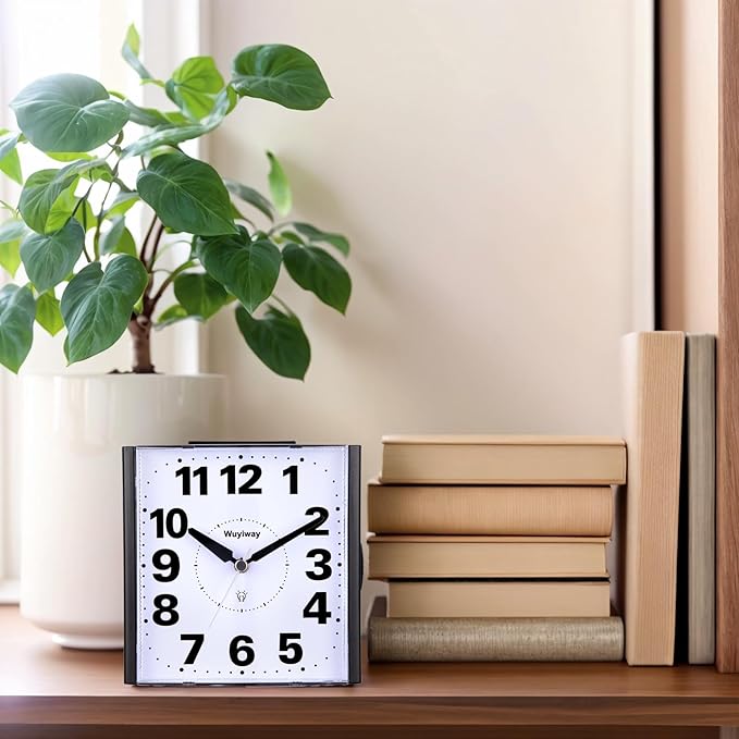 4.7" Large Analog Alarm Clock Bedroom, Battery Operated, Readable for Seniors,Lighted on Demand and Snooze, Beep Sounds, Gentle Wake, Ascending Alarm, Easy Set (Black)