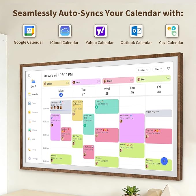 27-Inch Digital Calendar Chore Chart Touchscreen Full HD Wall Desk Mountable Family Planner