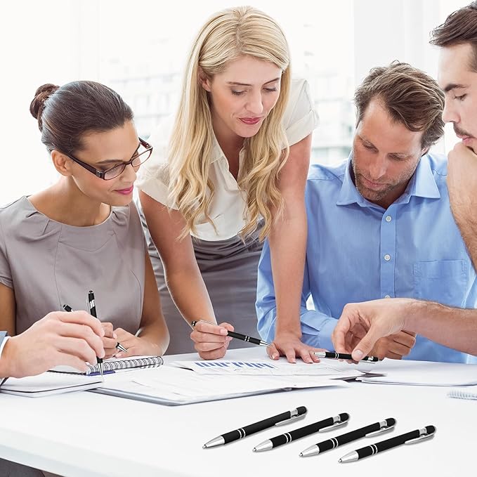 Yeaqee 200-Pack Ballpoint Pen with Stylus Tip Click Black