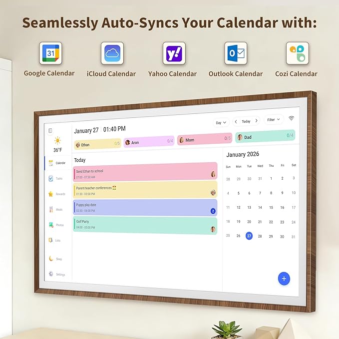 32-Inch Digital Calendar Chore Chart Touchscreen Full HD Wall Desk Mountable Family Planner