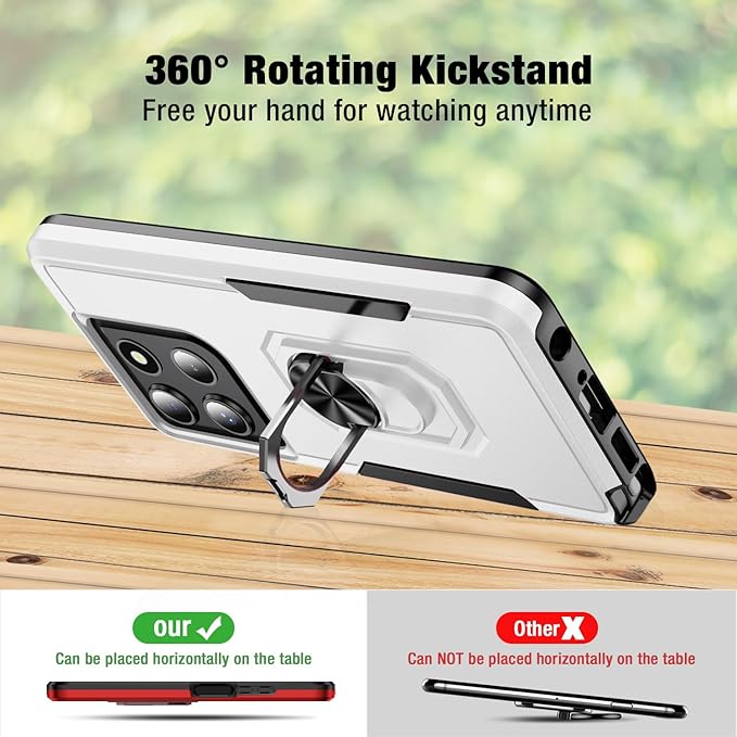 for Motorola Moto G Stylus 2026/2025 Case [15 FT Military Grade Drop Protection] with 2X Tempered Glass Screen Protector, Heavy-Duty Shockproof Magnetic Kickstand Case White