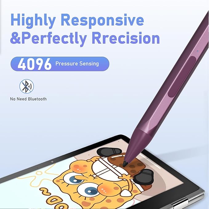 Stylus Pen for HP Envy X360 Pavilion X360 Specter X360 Spectre X2 Envy X2 Rechargeable MPP 2.0 Tilt Active Pen with 4096 Pressure Sensitivity, Palm Rejection, Tpye-c Charge, Red