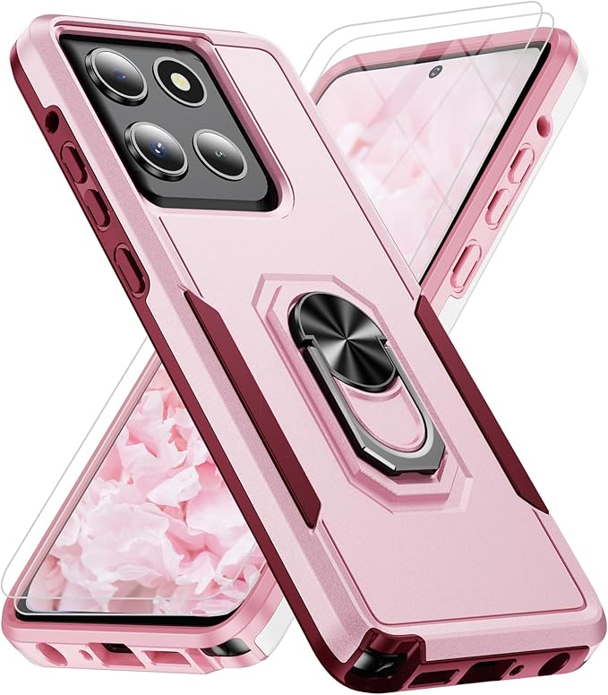 for Motorola Moto G Stylus 2026/2025 Case [15 FT Military Grade Drop Protection] with 2X Tempered Glass Screen Protector, Heavy-Duty Shockproof Magnetic Kickstand Case Pink