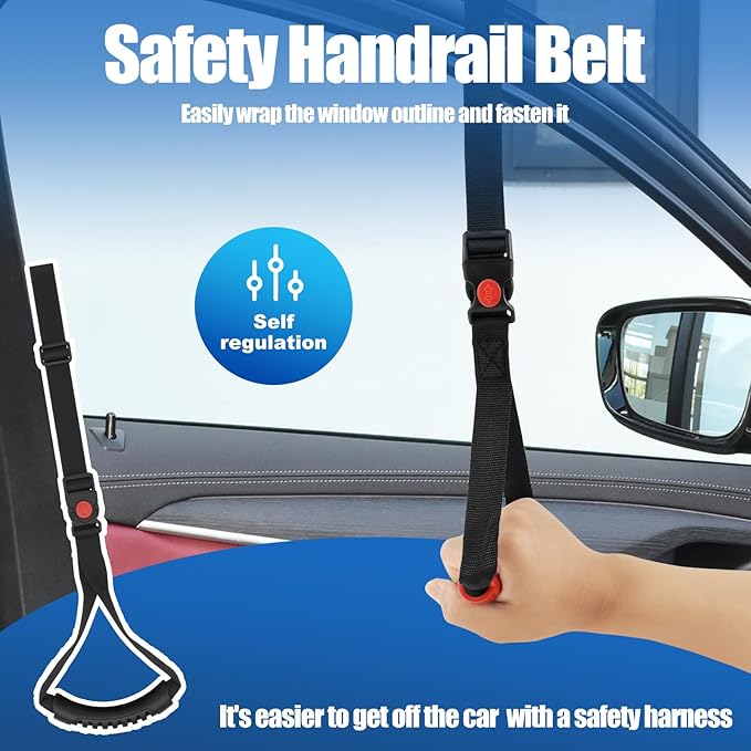 2PCS Car Door Handle for Elderly Disabled Car Handle Assist Mobility Aid 3 in 1 Assistance Support Portable Helping for Disability Handicapped(Black)