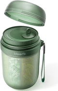 Large Sealed Pill Organizer with Desiccant, Light-Proof Moisture-Proof Pill Bottle with 7 Large Compartments, Anti-Mixing Touch-Free Pill Dispenser, BPA-Free Vitamin Organizer with Handle,Green
