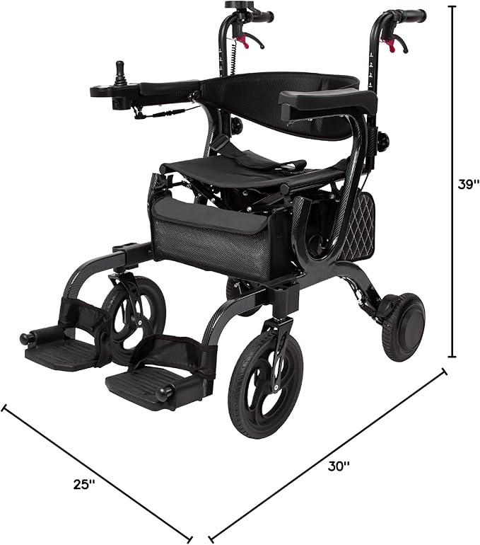 4 in 1 Intelligent Electric Wheelchair,Rollator Walker with Seat, Lightweight Foldable Transport Wheelchair Combo,Detachable Footrests, 10" Wheels for Seniors Adults (1*Battery)