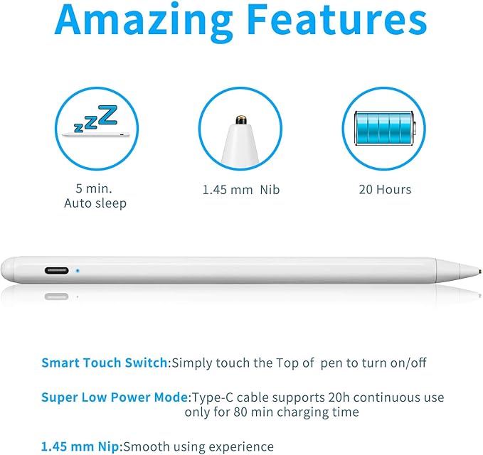 2022 Chromebook X360 Laptop Stylus, Active Stylus for HP Chromebook X360 Laptop Pen with Ultra Fine Tip,Touch-Control and Rechargeable,Good for Drawing and Writing,White