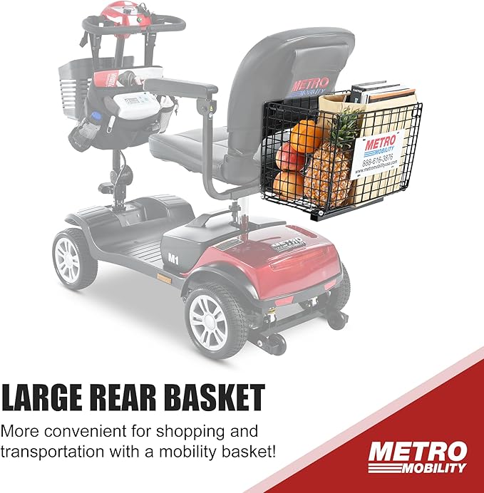 Metro Mobility Scooters with seat for Adults, Seniors, Travel, 4-Wheel Electric Powered Motorized Scooter, 2 Removable Batteries，w/Charge & Light-M1 Red