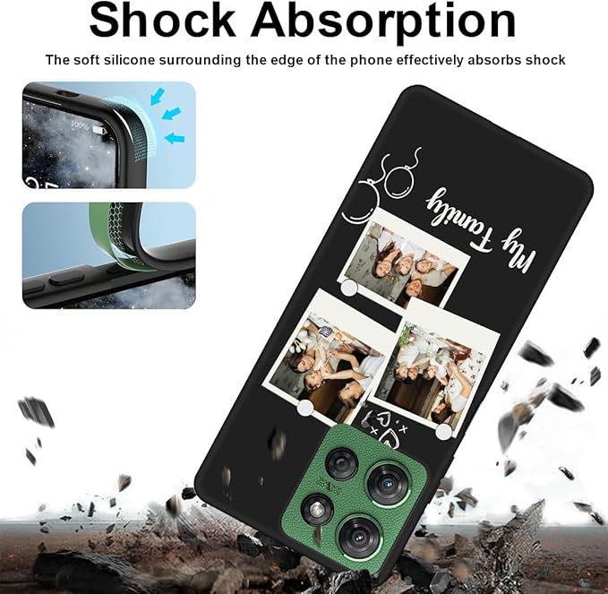 Custom Multi Photos Case for Motorola Moto G 5G 2026-6.7 inch, Personalized Gift for Men Women, Customized Collage Text Picture Phone Cover, Soft Rubber Shockproof Protective Case, Black