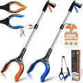 2-Pack 32" Grabber Reacher Tool, LEGENDONE Extra Long Pickup Tool Foldable Reacher Grabber for Senior, Wide Claw Trash Picker Heavy Duty Upper Gripper w/Magnet, Essential for Health Surgery Recovery