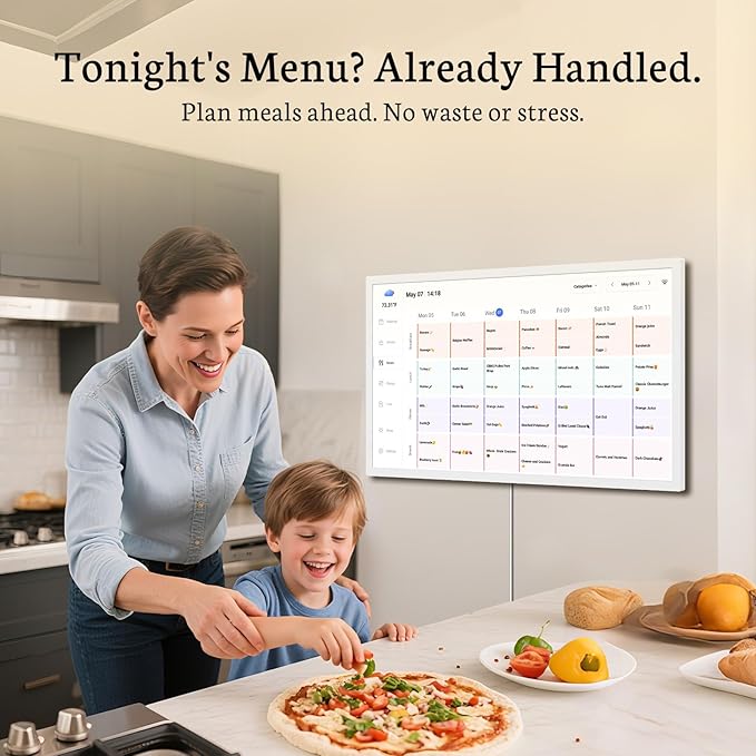 BSIMB 32-Inch Digital Calendar Wall Touchscreen Chore Chart Meal Planner Family Scheduler White