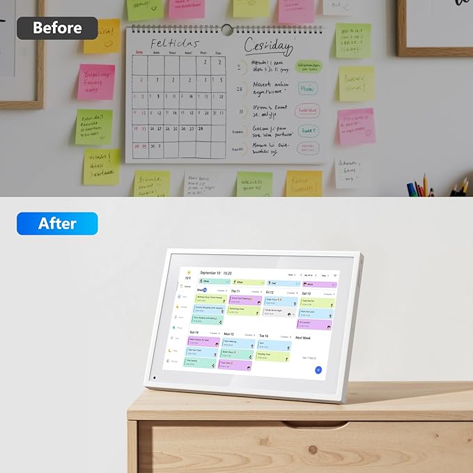 Digital Calendar, 10.1 Inch Smart Electronic Desk Calendar & Chore Chart, Touchscreen Interactive Display for Family Schedules with Meal Planner & Picture Frame & Lists, Gifts for Women Men, Gifts for Mom Dad
