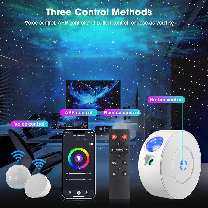 Aurviv Star Projector 900 Sqft Galaxy Night Light App Voice Control 4 Custom Scenes