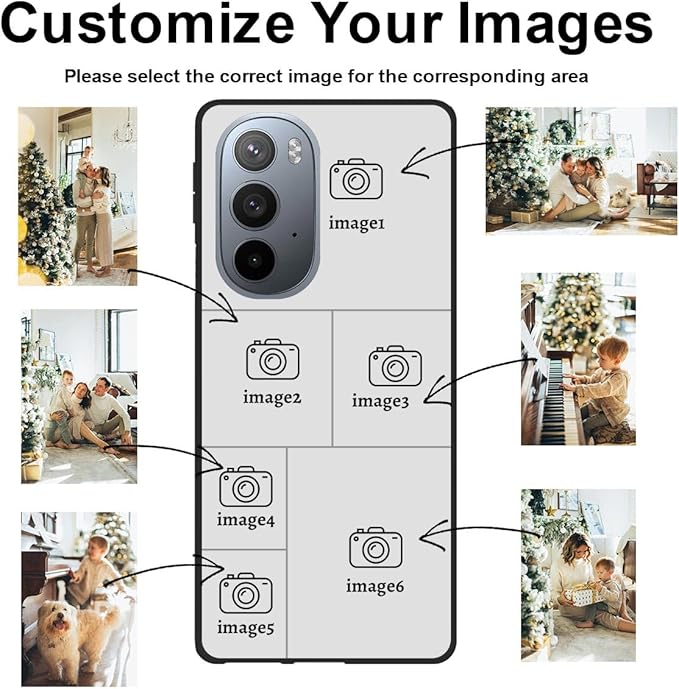 Design Your Own Case for Motorola Moto Edge Plus Edge+ 2022, Custom Personalized Photo Collage Text Cover, Customized Picture Shockproof Protective Soft Slim Silicone Case, Gift for Birthday, Black