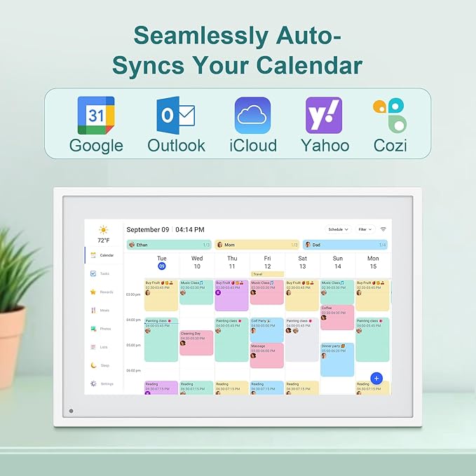 Canupdog Digital Calendar, 10.1inch Smart WiFi Digital Calendar&Chore Chart, Touch Screen HD Display for Family Schedules, Share Moments Instantly from Anywhere, Gifts for Women Mom