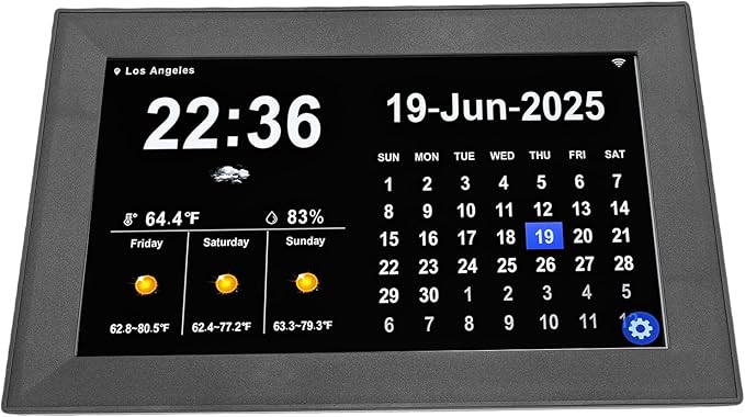 Focket Digital Clock with Date and Day, 10.1 Inch Large Display Touchscreen Calendar Clock 64 Alarms 64 Reminders, Dementia with Temperature Humidity for Elderly Seniors (US Plug)