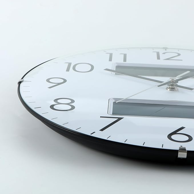 Nbdeal 13-Inch Analog Silent Wall Clock with Calendar Temperature & Humidity (White)
