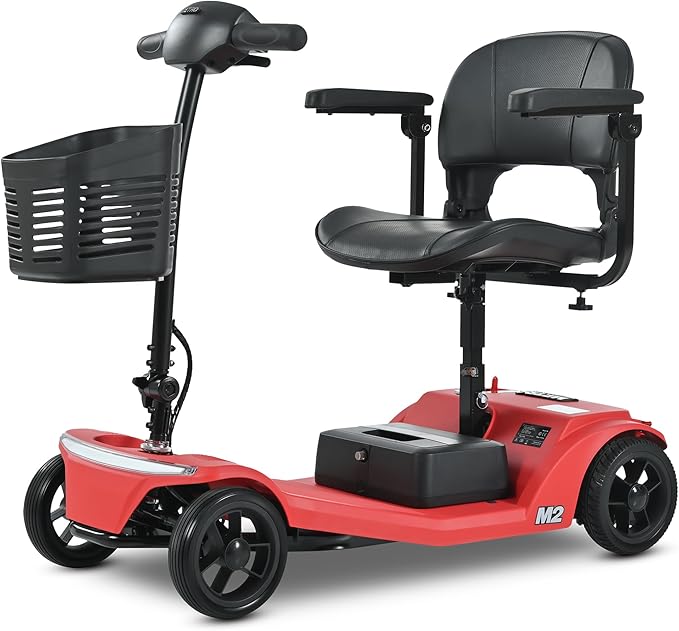 Metro Mobility 4 Wheel Foldable Mobility Scooters for Adults-330 lbs Capacity Powered Mobility Scooters, Mobility Scooter Lightweight, Electric Scooters for Seniors 20 Miles Range LED Light Red