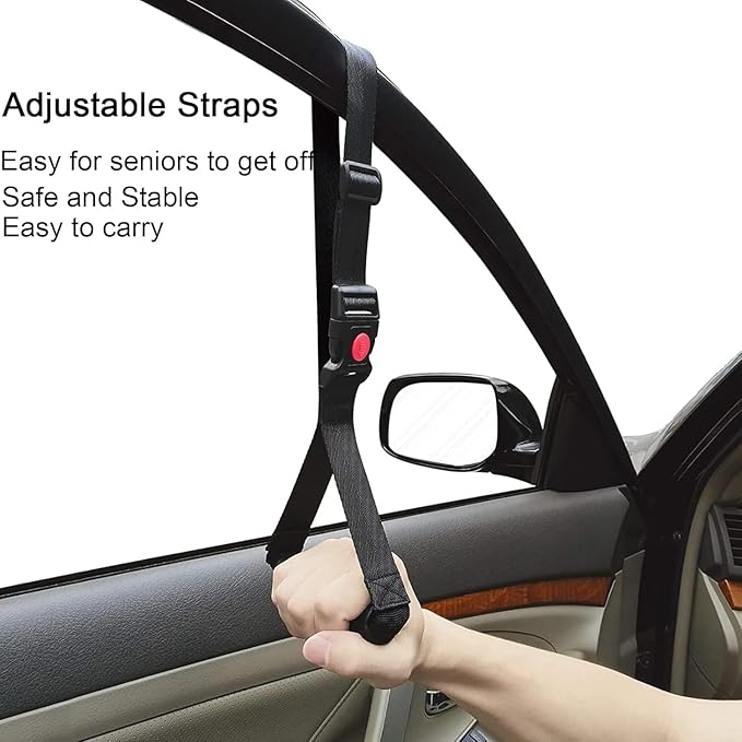 3 in 1 Vehicle Support Handles, Elderly Portable Automotive Door Assist Handle, Seatbelt Cutter and Window Breaker for Elderly and Handicapped (Red Handle)