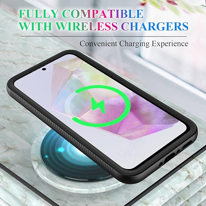 wahhle Compatible with Samsung Galaxy A56/A36 Case, Built in Screen Protector Full Body Shockproof Slim Fit Bumper Protective Phone Cover for Samsung A36/A56 5G Men Women-Black/Clear
