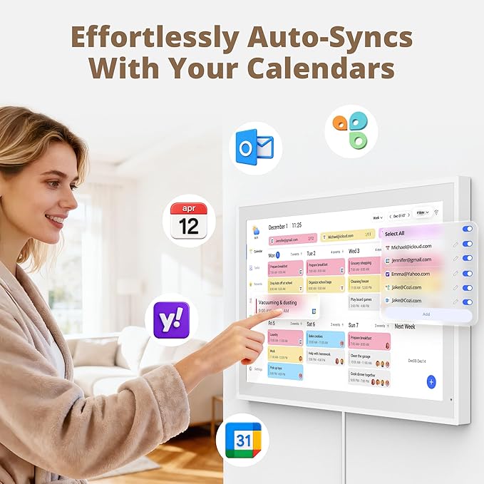 Dragon Touch 21.5" Digital Calendar Chore Chart – 1080P Full HD Interactive Touchscreen, Smart Family Planner, Hearth Display Digital Wall Calendar & Desk Mountable for Seamless Scheduling